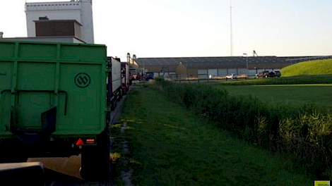 Drukte bij de graandepots van CZAV op maandagochtend.