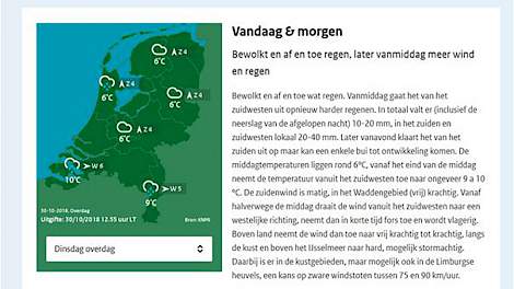 Dinsdag 30 oktober 2018: het regent! KNMI voorspelt verder af en toe wat regen maar ook langere droge perioden.