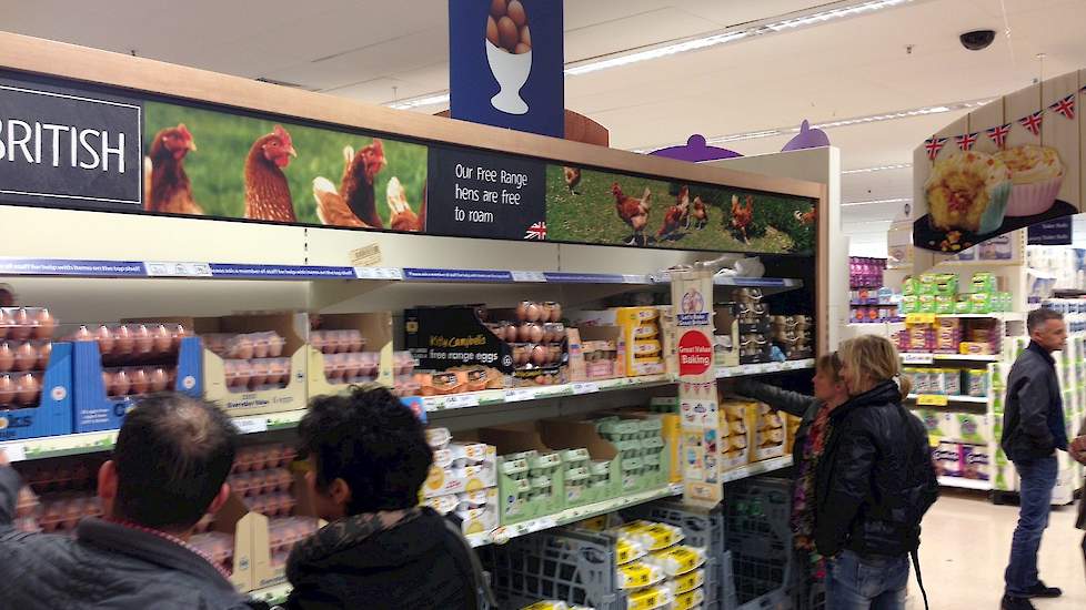 Eieren in een Engelse supermarkt.