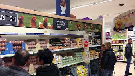 Eieren in een Engelse supermarkt.