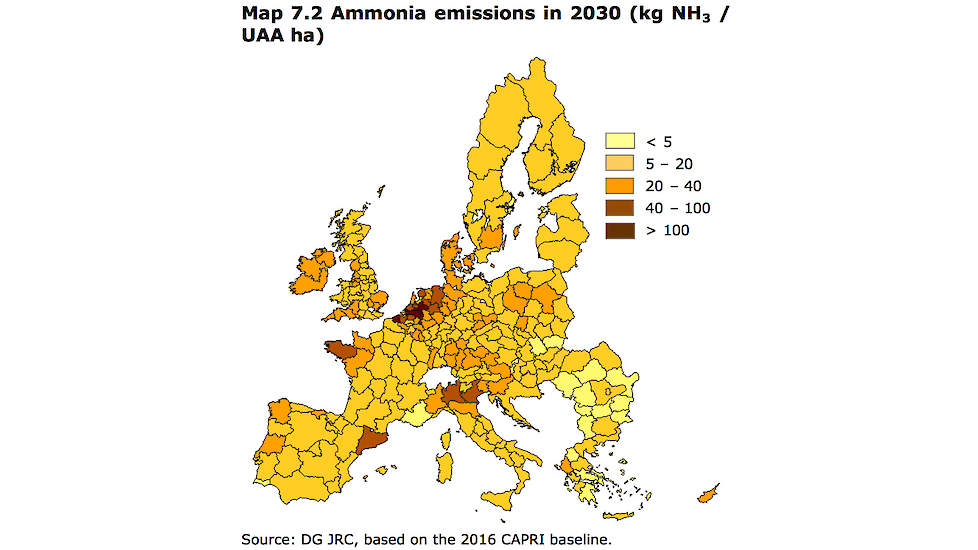 Ammoniak emissie in 2030.