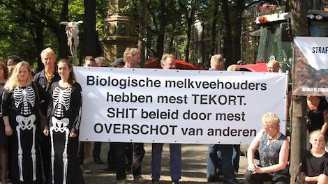 Protestactie van SOS Bioboeren tegen het mest- en fosfaatbeleid.