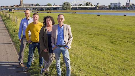De initiatiefnemers van BoerBurgerBeweging met van links naar rechts: Marc Strijker, Wim Groot Koerkamp, Caroline van der Plas en Henk Vermeer.