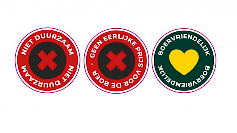 De drie verschillende Agractie-stickers naast elkaar