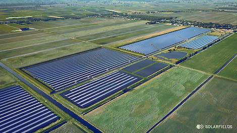 Een visualisatie van het nieuwe zonnepanelenpark van Solarfields.
