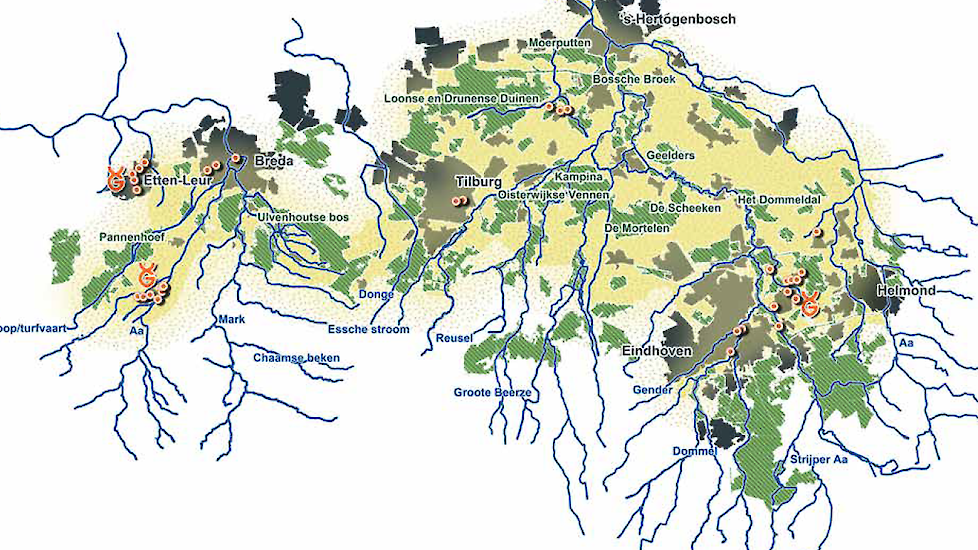 Kaart van het Van Gogh Nationaal Park in oprichting.