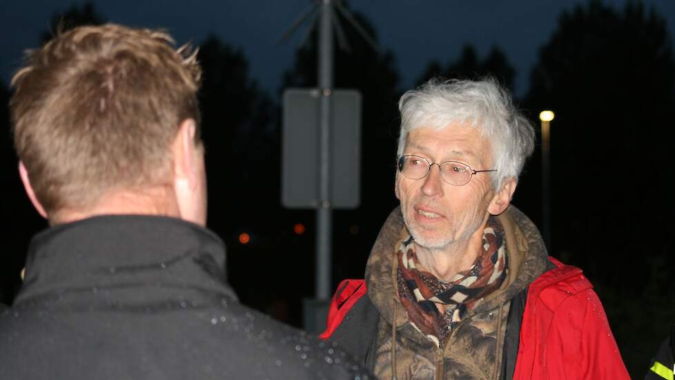 Johan Vollenbroek in gesprek tijdens een boerenprotest in Lent, afgelopen juli.