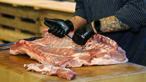 Slager, demonstratie tijdens de Dutch Pork Expo.