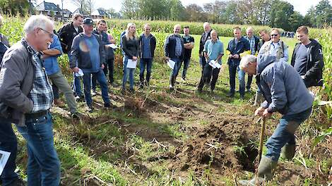 Afbeelding van boeren die nieuwe dingen leren tijdens een demodag.
