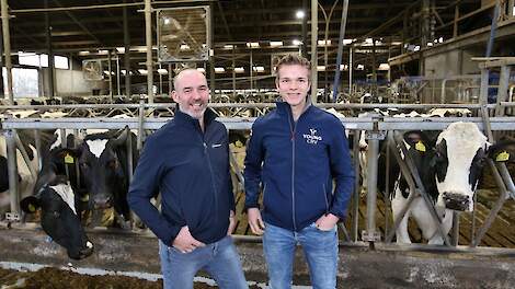 In de compacte ligboxenstal is veel aandacht voor koecomfort en dierenwelzijn. De koeien worden gemolken door twee DeLaval-melkrobots.