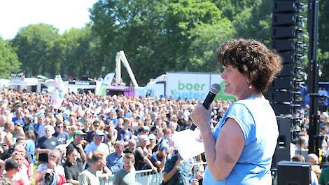 Sieta van Keimpema tijdens het boerenprotest in Stroe op 22 juni.