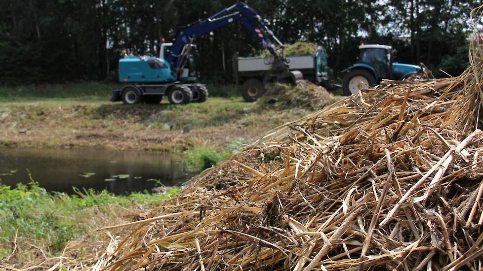 Waterschap verzamelt organische stof bij maaiwerkzaamheden langs slootkant