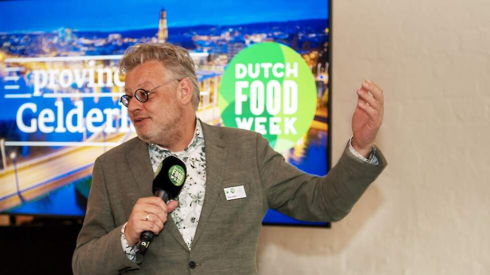 Gelders landbouwgedeputeerde Peter Drenth kondigt aan dat Gelderland 'in de lead' is wat betreft de Dutch Food Week 2023.