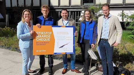 Christianne van der Wal ontvangt 'stikstof waarde cheque' van Eurofins Agro