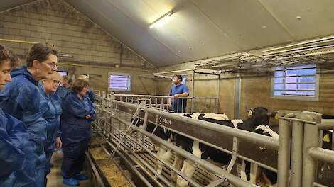 Walter Rozendaal geeft de melkveehoudsters een inkijkje in de stallen.