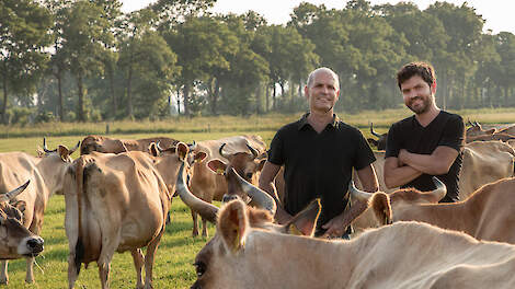 De Jersey-koeien van Jan Dirk (links) en Peter van de Voort krijgen 2.500 uur weidegang. Maar dat past niet in de Aerius Check.
