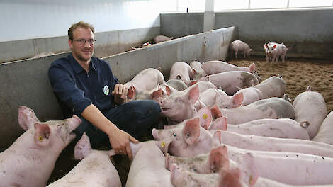 Christian van de Kamp: „Men verwondert zich erover hoe rustig onze varkens zijn. Dat komt onder meer door de genetica, de ruimte en de interactie. We gebruiken de Topigs 50-zeug.”