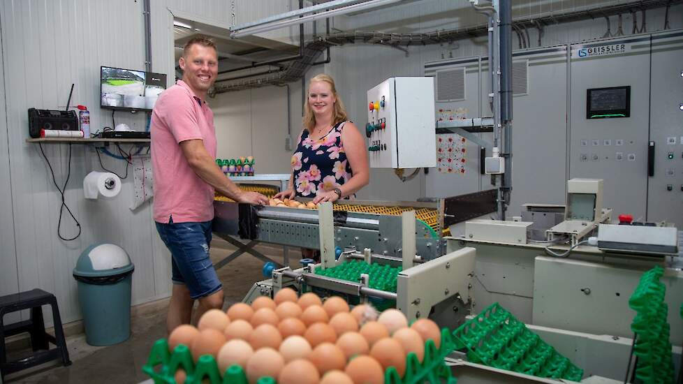 Geert en zijn vrouw Anita Willems houden samen met de ouders van Geert 13.000 biologische leghennen in één stal in het Drentse Orvelte.