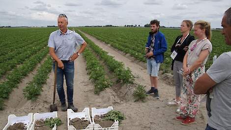 Derk van Balen geeft uitleg over bodemkwaliteit in Lelystad bij de langjarige BASIS-proef.