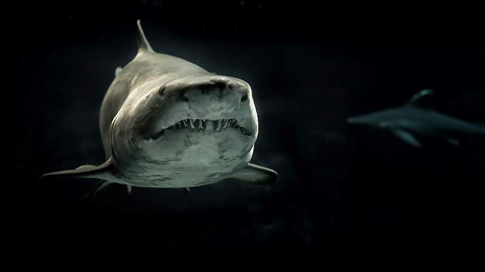 Een haai is intrinsiek gevaarlijk, maar zo lang een zwemmer niet het water in gaat, is er geen risico. Blootstelling aan de haai (gaan zwemmen) maakt het risico echter heel groot.