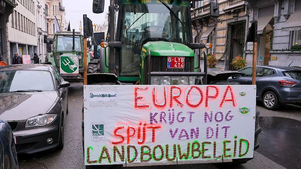 Beeld van een eerder boerenprotest in Brussel.