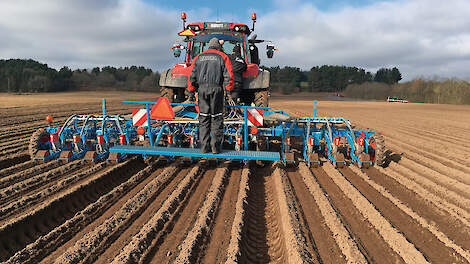 Danroots zaait drie bedden tegelijk om 180 centimeter. Met het ontstenen van de grond, het opwerpen van de bedden, enkele malen volvelds schoffelen en voor-opkomst branden zijn er dan al veel bewerkingen geweest.