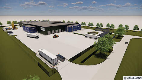 Een tekening van de fabriek in Emmen die dit jaar gebouwd wordt.