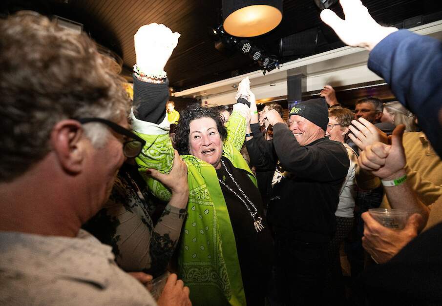 Caroline van der Plas na het bekend worden van de winst bij de Provinciale Statenverkiezingen.