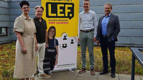 De partners van 'Boeren met LEF'. V.l.n.r.: Daniëlle Royakkers, Patrick Janssen, Jorrit Dekker, Ronald van de Ven.