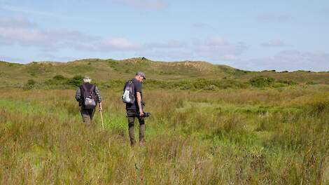 Kees Bruin en Robert Ellenkamp in de duinen op Texel