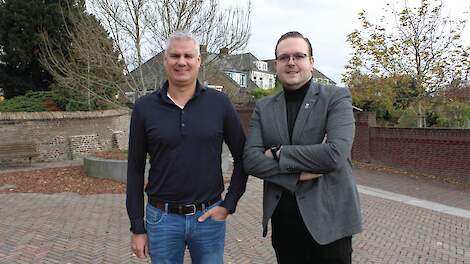 Frank van Genugten (eigenaar Groenewoud Gas) en Holger Rodoe (wethouder gemeente Mook en Middelaar) zien beiden meerdere voordelen in de productie van groen gas.