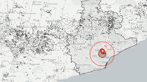 De met AVP besmette regio in Cataloni&euml;.