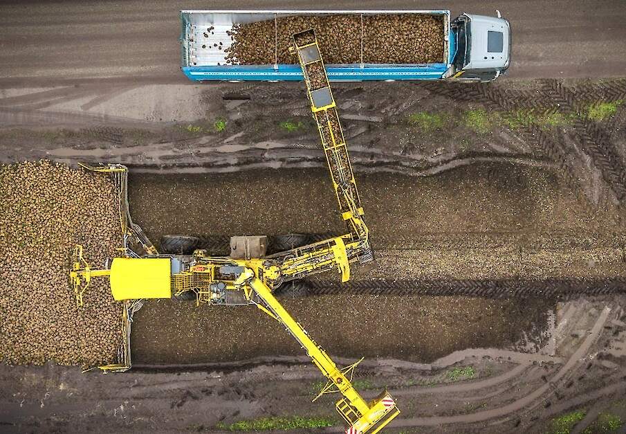 Ropa Maus 6 Loonbedrijf Ellen uit Klazienaveen  aan het suikerbieten laden