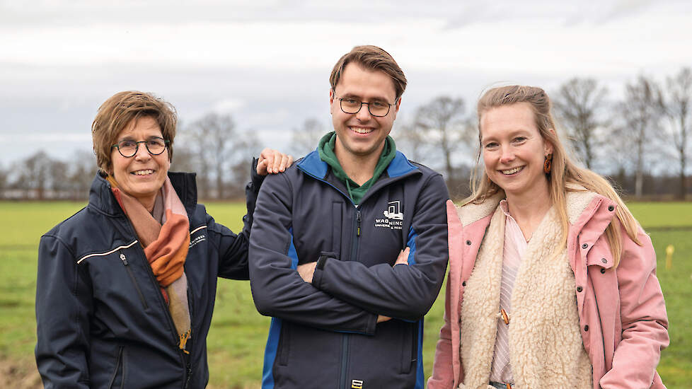 WUR-onderzoekers Brigitte Kroonen, Marie Wesselink en Damian Teuns