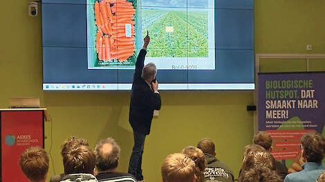 Voor een zaal met 55 studenten, telers, adviseurs en onderzoekers lichtte Brinks op 20 januari de demo&rsquo;s en resultaten toe.