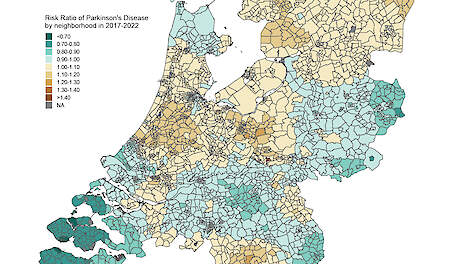 De landkaart laat ook zien dat de ziekte vaker voorkomt in de noordelijke provincies dan in zuidelijk Nederland.