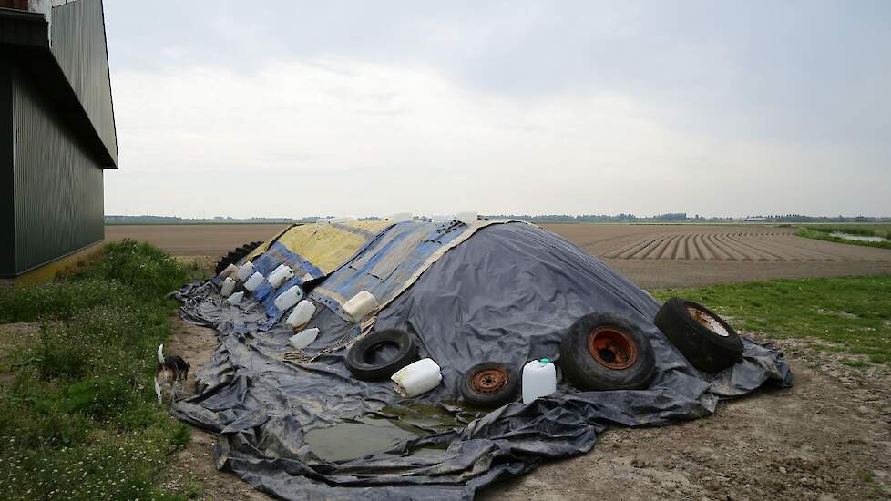 Afdekken aardappelafvalhoop