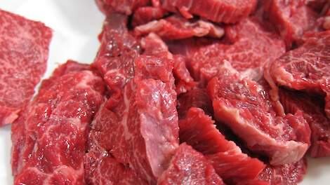 Stukken rundvlees op een bord