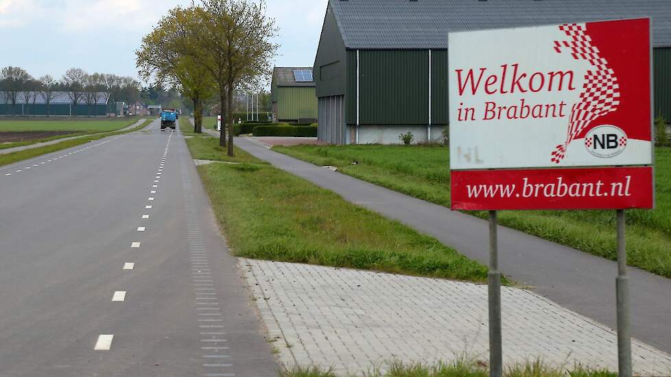Welkom in Brabant-bord, bij de provinciegrens.