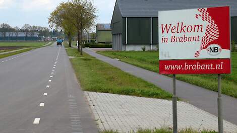 Welkom in Brabant-bord, bij de provinciegrens.