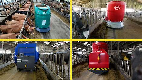 Automatische voersystemen van GEA, Lely, DeLaval en Trioliet in actie