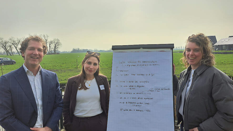 Fieldlab Groene Hart-voorzitter Paul Rijken (links) samen met projectleiders Fabienne Miltenburg en Rosanne van Vliet.