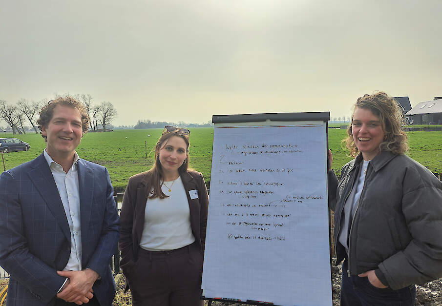 Fieldlab Groene Hart-voorzitter Paul Rijken (links) samen met projectleiders Fabienne Miltenburg en Rosanne van Vliet.