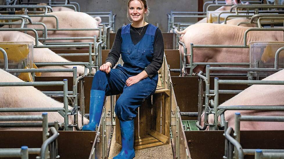 Tijdens haar studie liep Daphne Vliegen (25) stage bij een Livar-stal in Berkelaar (LB) waar ze onderzoek deed naar mestgedrag van varkens.