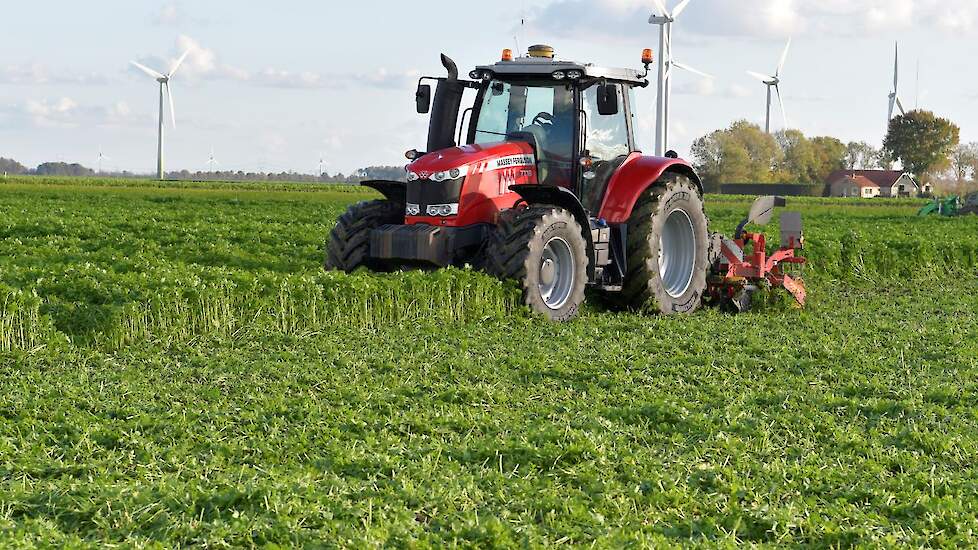Trekker klepelt groenbemesters - via WUR Open Teelten