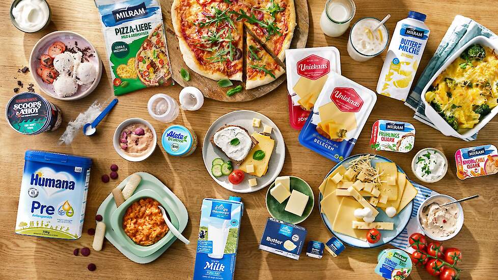 Zuivelproducten van de DMK Group waaronder Uniekaas