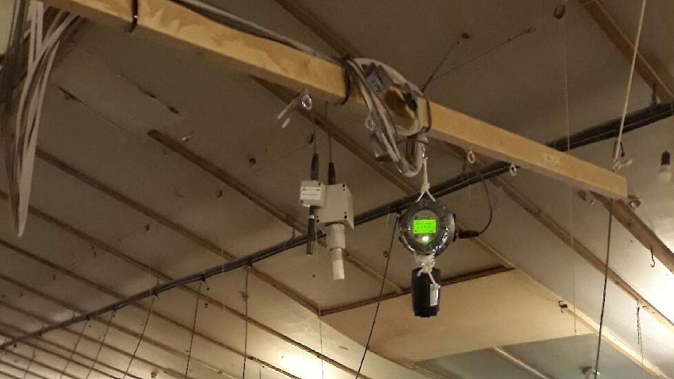 Sensoren in een vleeskuikenouderdierenstal.