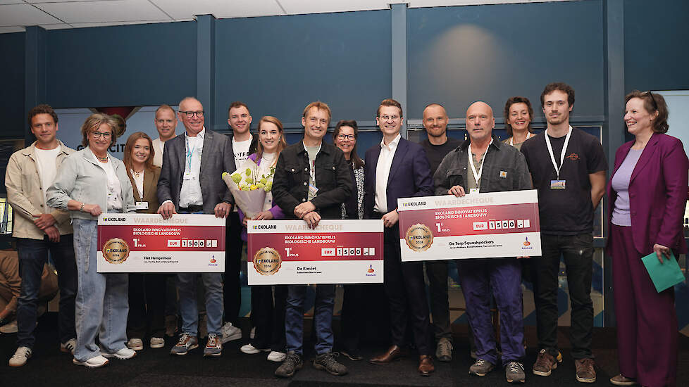 De Ekoland Innovatieprijs 2026 ging naar drie bedrijven. Minister van Essen reikte de prijzen uit.