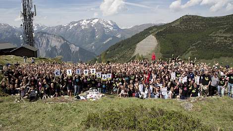 Een foto van de tussenstand op de berg Alpe d’Huez.