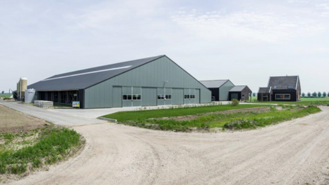 Naast de stal (vooraan) bouwde de familie een nieuwe werktuigenberging en een bijzonder modern huis op hun terp.